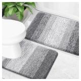 OLANLY 2-Piece Bath Rug Set, Grey