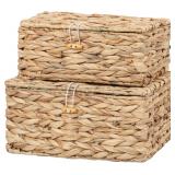 Handwoven Wicker Baskets with Lids (Set of 2)