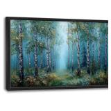 Green Birch Wall Art Forest Nature Decor 36x24