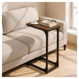 TEMI C Shaped End Table - Rustic Walnut