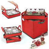 Ornament Storage Box, Holds 64 (Red)