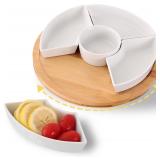Chip and Dip Set: 360  Lazy Susan, White