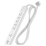KMC 6-Outlet Surge Protector, USB-A/C, 6ft