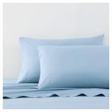 Solid 4-Piece Blue Cotton King Sheet Set