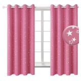 BGment Pink Star Blackout Curtains, 2 Panels