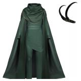 3XL-Green Costume Men Tunic Pants Belt Cape Set