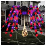 Large Halloween Spider Set: 50' Spider, LEDs