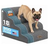 Extra Wide 4-Step Dog Stairs for Bed, Gray