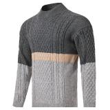 Men's Striped Mock Neck Pullover Sweater