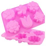 2 Packs 6-Cavity Silicone Flower Soap Molds