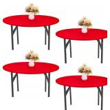 Red 4-Pack 6ft Round Spandex Tablecloths