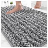 Yimobra Non-Slip Chenille Bath Mat 24x17 Grey