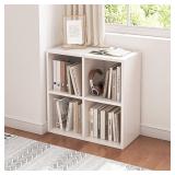 NELYE 4 Cube Organizer Bookcase, White