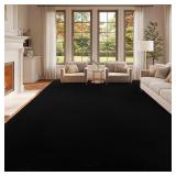 $120 qulint Black Rug 8x10, Washable Rug