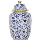 Blue & White Ginger Jar with Lid, Decor vase