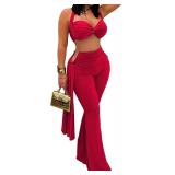 LARGE Women's Halter Crop Top & High Waist Pants S