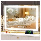 Gvnkvn 20' x 26' LED Makeup Mirror, USB, Gold
