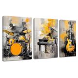 QIXIANG Music Canvas Prints: Guitar, Piano