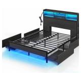 $340 Rolanstar Queen Bed Frame w/ Storage