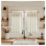 Jinchan Linen Pinch Pleated Curtains Beige 36'