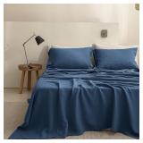 $134 Linen Sheets 2Pc King Blue