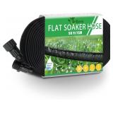 Soaker Hose 50ft, Heavy Duty Flat Garden Hose