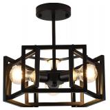Semi Flush Mount 3-Light Black Ceiling Fixture
