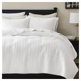 3Pc Palassio White 100% Cotton Quilt King