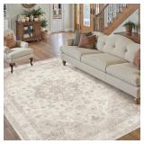 PureCozy Beige Area Rug 6x9 Washable Carpet