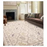 YIHOUSE 6x9 Washable Beige Floral Boho Rug