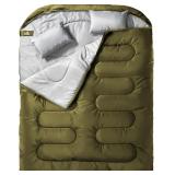 Black/Blue-Double Sleeping Bag, XL Queen Size