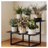 2-Tier Metal Plant Stand, Black 26x20.2x17.7