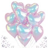 Iridescent Heart Balloons, 9pcs 18' Foil