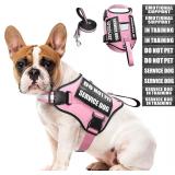 Service Dog Harness & Leash Set (Pink, M)