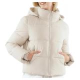 SMALL Cropped Puffer Jacket, Removable Hood