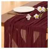 2pk-Socomi Burgundy Cheesecloth Table Runner 120'