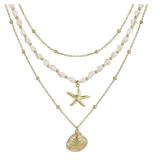 Seashell Starfish Necklace: Conch Pearl Choker