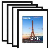 FIXSMITH 12x16 Frame Set of 4, Black Frames