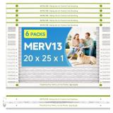 Air Filter 20x25x1 MERV 13 6-Pack