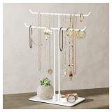 Bussdis Necklace Stand   White Metal Organizer