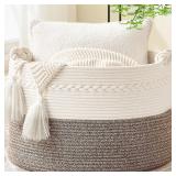 KAKAMAY Blanket Basket 20'x13' White/Beige