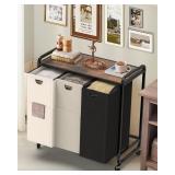 Laundry Sorter 3-Section with Wheels 60L