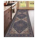 LUMI Anti Fatigue Kitchen Mat 24x87 Navy/Taupe