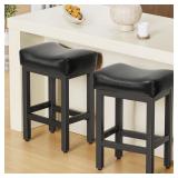 Raynesys 2x 24' Bonded Leather Stools, Black