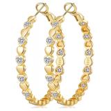 OOOPEL Heart CZ Large Hoop Earrings 925 Silver