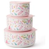 Ceramic Nesting Bowls Set   4/5/6' with Lids