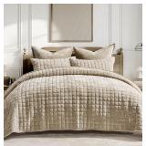 RECYCO Velvet Quilt Set King 2 Shams Taupe