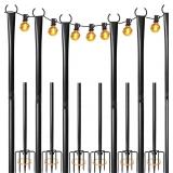 6 Pack String Light Poles for Outdoors