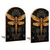 Mandala Dragonfly Wood Book Ends, 2 pcs