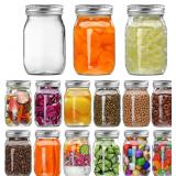16 oz Glass Jars for Food Storage (15PACK)